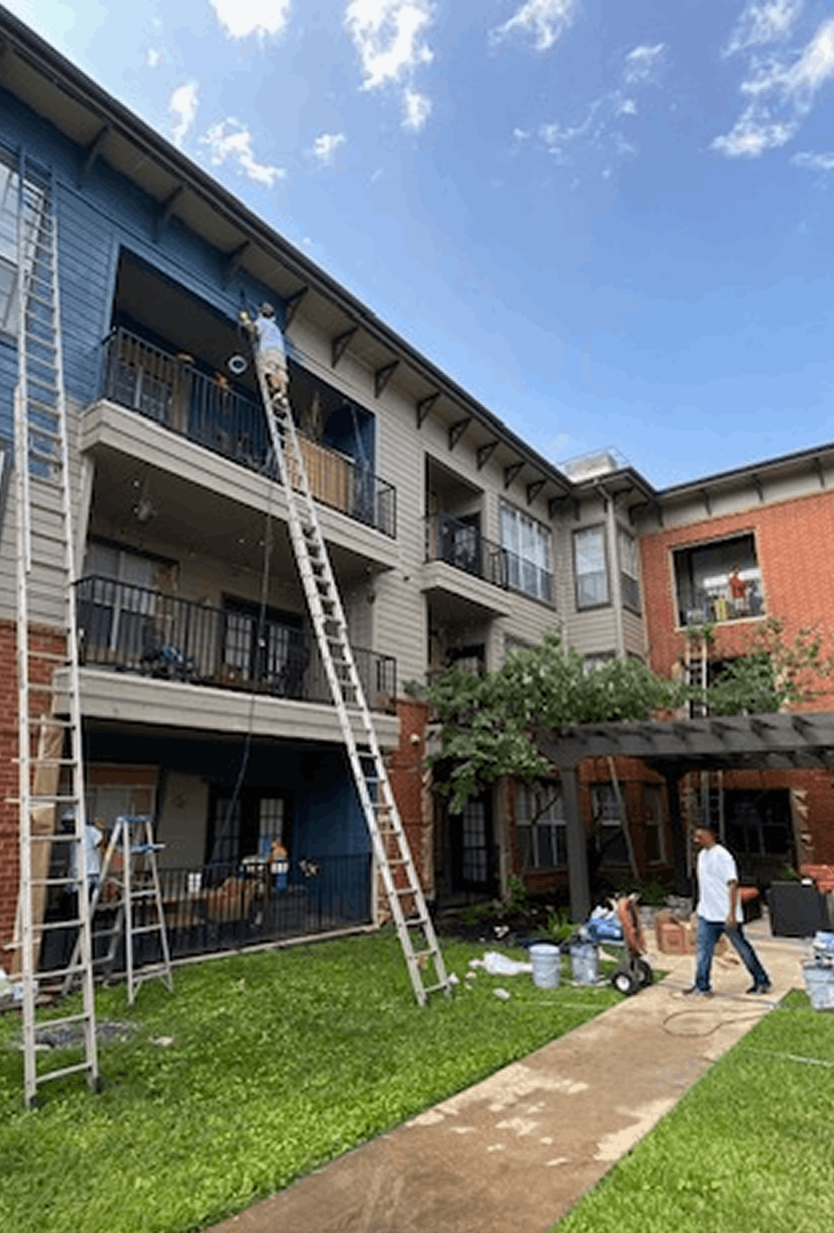 Multi-family apartment building under renovation work