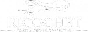 Ricochet Construction Dallas Texas Logo Black White