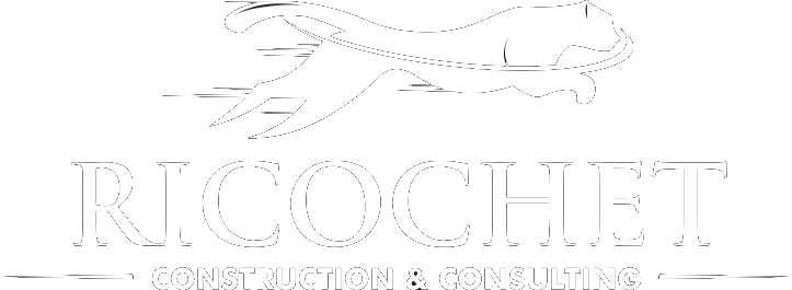 Ricochet Construction Dallas Texas Logo Black White
